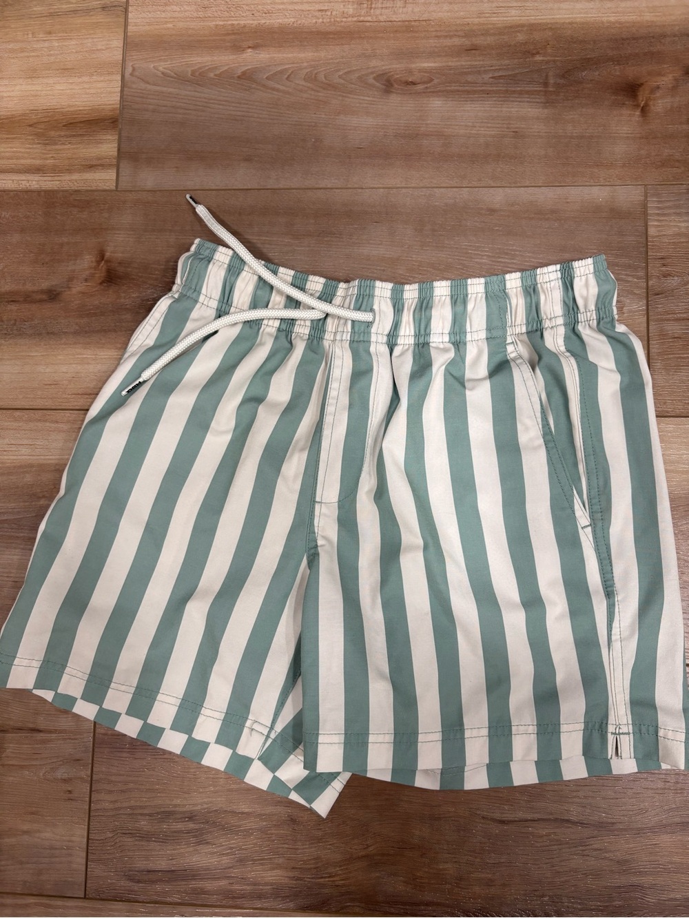 RSQ Green and White Vertical Stripe Athletic Shorts